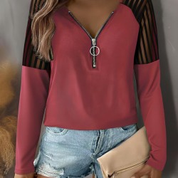 Kadın Uzun Kollu Yakadan Fermuarlı Viskon Bluz , 28235 Kadın Uzun Kollu Yakadan Fermuarlı Viskon Bluz , 28235