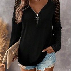 Kadın Uzun Kollu Yakadan Fermuarlı Viskon Bluz , 28233 Kadın Uzun Kollu Yakadan Fermuarlı Viskon Bluz , 28233