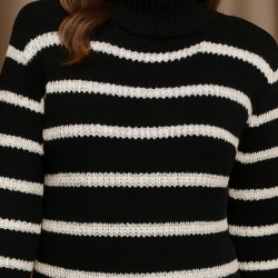 Kadın Uzun Kollu Degaje Yaka çizgili Sonya Iplik Mini Boy Triko Elbise (kemersiz), 28243 Kadın Uzun Kollu Degaje Yaka çizgili Sonya Iplik Mini Boy Triko Elbise (kemersiz), 28243