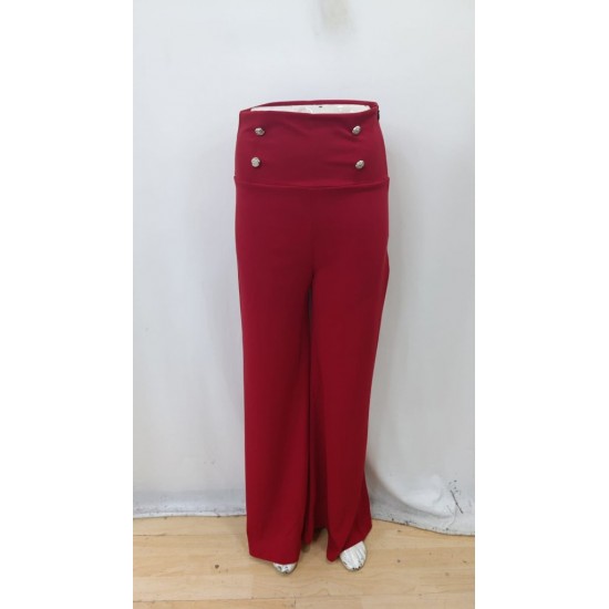 Kadın Yüksek Bel Düğmeli Geniş Paçalı Ithal Krep Pantolon , 28254 Kadın Yüksek Bel Düğmeli Geniş Paçalı Ithal Krep Pantolon , 28254