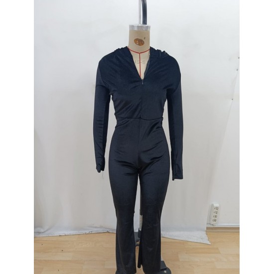 Kadın Uzun Kollu Kapşonlu Fermuarlı Kadife Tulum , 28301 Kadın Uzun Kollu Kapşonlu Fermuarlı Kadife Tulum , 28301