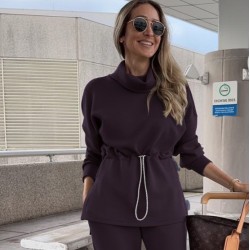 Kadın Uzun Kollu Balıkçı Yaka Belden Lastikli Modal Bluz Ve Pantolon Ikili Takım , 28279 Kadın Uzun Kollu Balıkçı Yaka Belden Lastikli Modal Bluz Ve Pantolon Ikili Takım , 28279
