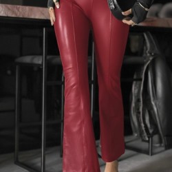 Kadın Yüksek Bel Paçaya Doğru Geniş Deri Pantolon , 28310 Kadın Yüksek Bel Paçaya Doğru Geniş Deri Pantolon , 28310