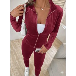 Kadın Uzun Kollu önden Fermuarlı Kadife Bluz Ve Pantolon Ikili Takım , 28339 Kadın Uzun Kollu önden Fermuarlı Kadife Bluz Ve Pantolon Ikili Takım , 28339