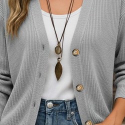 Kadın Uzun Kollu Düğme Detay Triko Bluz, 28343 Kadın Uzun Kollu Düğme Detay Triko Bluz, 28343