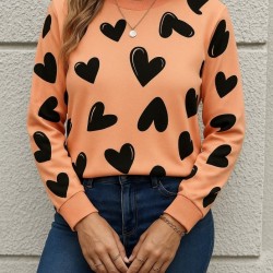 Kadın Uzun Kollu Bisiklet Yaka Kalp Desenli Iki Iplik Bluz, 28369 Kadın Uzun Kollu Bisiklet Yaka Kalp Desenli Iki Iplik Bluz, 28369