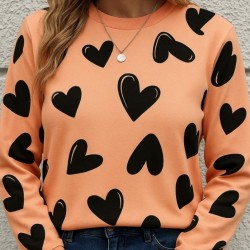 Kadın Uzun Kollu Bisiklet Yaka Kalp Desenli Iki Iplik Bluz, 28369 Kadın Uzun Kollu Bisiklet Yaka Kalp Desenli Iki Iplik Bluz, 28369