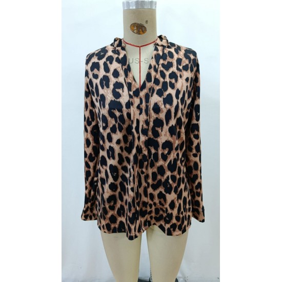 Kadın Uzun Kollu V Yakalı Leopar Desenli Modal Bluz , 28365 Kadın Uzun Kollu V Yakalı Leopar Desenli Modal Bluz , 28365
