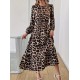 Uzun Kollu Bisiklet Yaka Leopar Desenli Midi Süprem Elbise, 28383 Uzun Kollu Bisiklet Yaka Leopar Desenli Midi Süprem Elbise, 28383