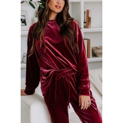 Kadın Uzun Kollu Yuvarlak Yakalı Kadife Bluz Ve Pantolon Takım , 28382 Kadın Uzun Kollu Yuvarlak Yakalı Kadife Bluz Ve Pantolon Takım , 28382