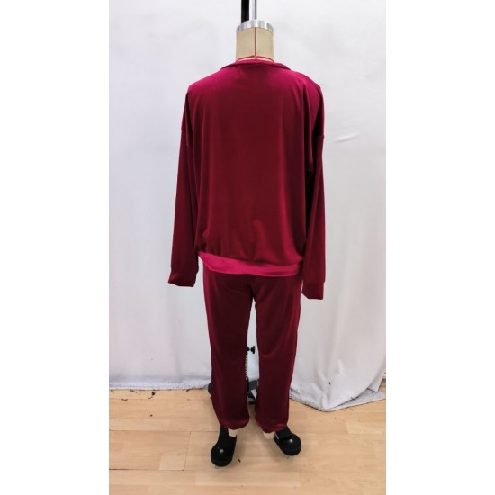Kadın Uzun Kollu Yuvarlak Yakalı Kadife Bluz Ve Pantolon Takım , 28382 Kadın Uzun Kollu Yuvarlak Yakalı Kadife Bluz Ve Pantolon Takım , 28382