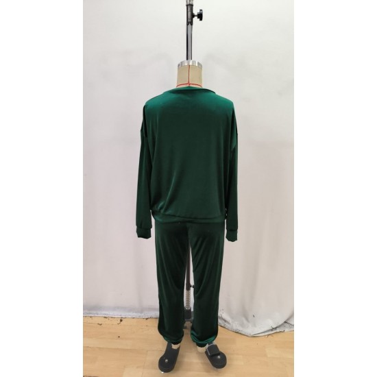 Kadın Uzun Kollu Yuvarlak Yakalı Kadife Bluz Ve Pantolon Takım , 28381 Kadın Uzun Kollu Yuvarlak Yakalı Kadife Bluz Ve Pantolon Takım , 28381