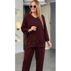 Kadın Uzun Kollu V Yakalı Pulpayet Viskon Iki Iplik Bluz Ve Pantolon Takım , 28420 Kadın Uzun Kollu V Yakalı Pulpayet Viskon Iki Iplik Bluz Ve Pantolon Takım , 28420