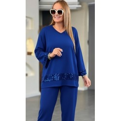 Kadın Uzun Kollu V Yakalı Pulpayet Viskon Iki Iplik Bluz Ve Pantolon Takım , 28419 Kadın Uzun Kollu V Yakalı Pulpayet Viskon Iki Iplik Bluz Ve Pantolon Takım , 28419