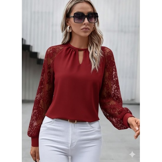 Kadın Uzun Dantel Kollu Yuvarlak Yakalı Sandy Bluz , 28417 Kadın Uzun Dantel Kollu Yuvarlak Yakalı Sandy Bluz , 28417