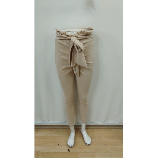 Kadın Yüksek Bel Beli Fırfırlı önden Bağlamalı Ithal Krep Pantolon , 28444 Kadın Yüksek Bel Beli Fırfırlı önden Bağlamalı Ithal Krep Pantolon , 28444