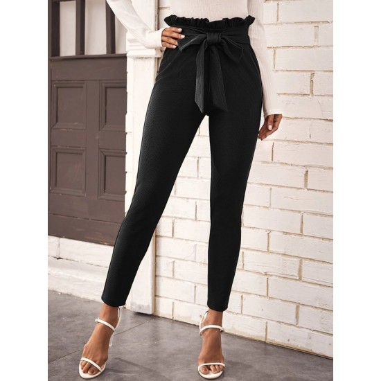 Kadın Yüksek Bel Beli Fırfırlı önden Bağlamalı Ithal Krep Pantolon , 28443 Kadın Yüksek Bel Beli Fırfırlı önden Bağlamalı Ithal Krep Pantolon , 28443