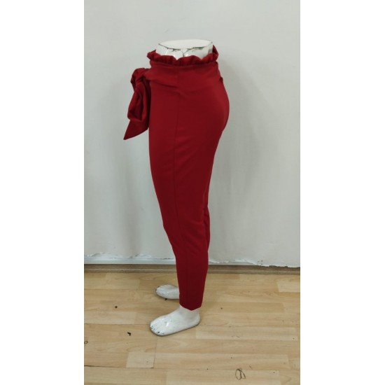 Kadın Yüksek Bel Beli Fırfırlı önden Bağlamalı Ithal Krep Pantolon, 28442 Kadın Yüksek Bel Beli Fırfırlı önden Bağlamalı Ithal Krep Pantolon, 28442