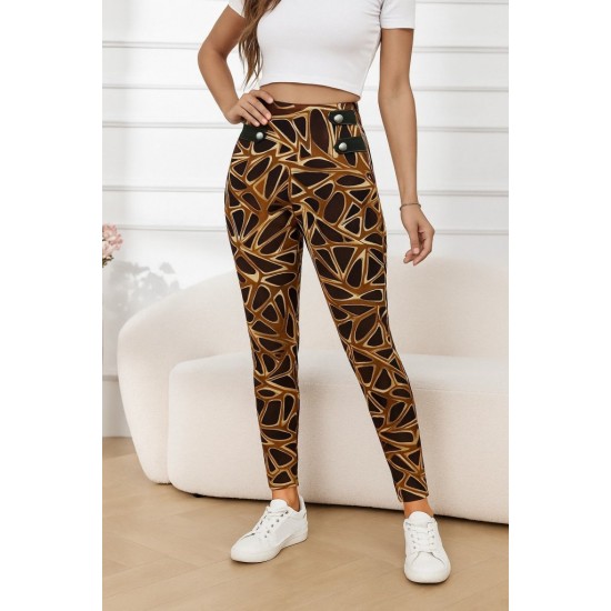 Kadın Yüksek Bel Kaz Ayağı Desenli Yan şerit Düğme Detaylı Dalgıç Pantolon , 28462 Kadın Yüksek Bel Kaz Ayağı Desenli Yan şerit Düğme Detaylı Dalgıç Pantolon , 28462