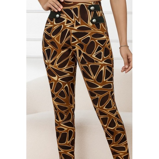 Kadın Yüksek Bel Kaz Ayağı Desenli Yan şerit Düğme Detaylı Dalgıç Pantolon , 28462 Kadın Yüksek Bel Kaz Ayağı Desenli Yan şerit Düğme Detaylı Dalgıç Pantolon , 28462