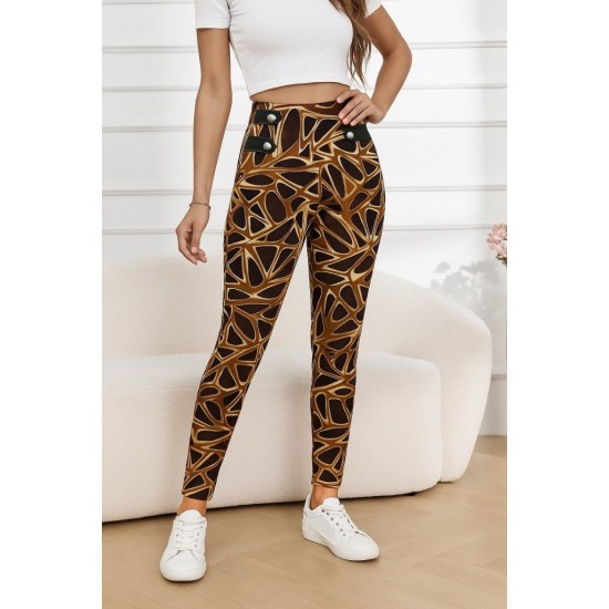 Kadın Yüksek Bel Kaz Ayağı Desenli Yan şerit Düğme Detaylı Dalgıç Pantolon , 28462 Kadın Yüksek Bel Kaz Ayağı Desenli Yan şerit Düğme Detaylı Dalgıç Pantolon , 28462