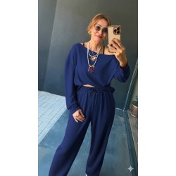 Kadın Uzun Kollu Tek Omuzdan Açık Viskon Iki Iplik Bluz Ve Pantolon Ikili Takım, 28465 Kadın Uzun Kollu Tek Omuzdan Açık Viskon Iki Iplik Bluz Ve Pantolon Ikili Takım, 28465