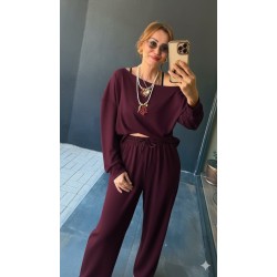 Kadın Uzun Kollu Tek Omuzdan Açık Viskon Iki Iplik Bluz Ve Pantolon Ikili Takım , 28464 Kadın Uzun Kollu Tek Omuzdan Açık Viskon Iki Iplik Bluz Ve Pantolon Ikili Takım , 28464