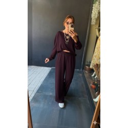 Kadın Uzun Kollu Tek Omuzdan Açık Viskon Iki Iplik Bluz Ve Pantolon Ikili Takım , 28464 Kadın Uzun Kollu Tek Omuzdan Açık Viskon Iki Iplik Bluz Ve Pantolon Ikili Takım , 28464