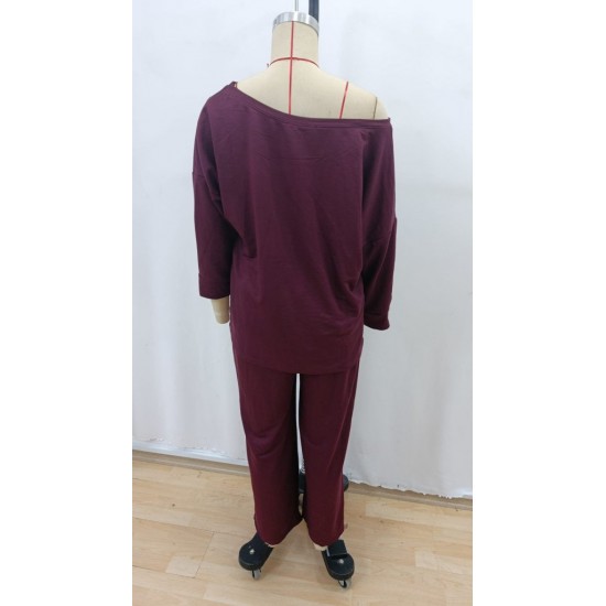 Kadın Uzun Kollu Tek Omuzdan Açık Viskon Iki Iplik Bluz Ve Pantolon Ikili Takım , 28464 Kadın Uzun Kollu Tek Omuzdan Açık Viskon Iki Iplik Bluz Ve Pantolon Ikili Takım , 28464