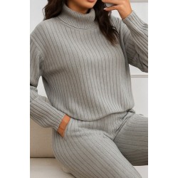 Kadın Uzun Kollu Balıkçı Yaka şardonlu Bluz Ve Pantolon Ikili Takım , 28511 Kadın Uzun Kollu Balıkçı Yaka şardonlu Bluz Ve Pantolon Ikili Takım , 28511