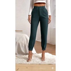 Kadın Yüksek Bel Cepli Paçası Lastikli Ithal Krep Pantolon , 28539