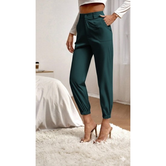 Kadın Yüksek Bel Cepli Paçası Lastikli Ithal Krep Pantolon , 28539 Kadın Yüksek Bel Cepli Paçası Lastikli Ithal Krep Pantolon , 28539