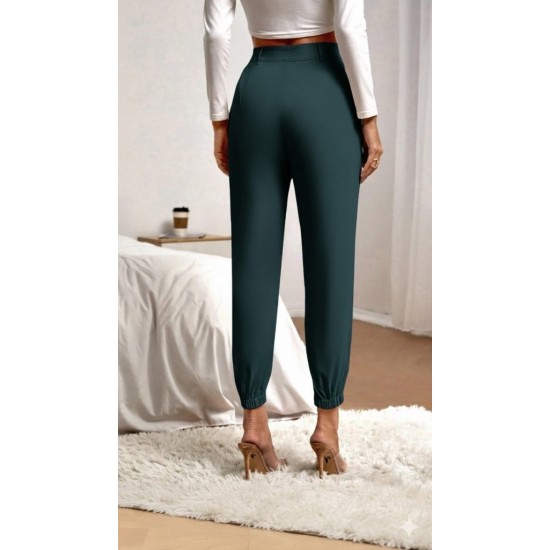 Kadın Yüksek Bel Cepli Paçası Lastikli Ithal Krep Pantolon , 28539 Kadın Yüksek Bel Cepli Paçası Lastikli Ithal Krep Pantolon , 28539