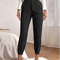 Kadın Yüksek Bel Cepli Paçası Lastikli Ithal Krep Pantolon , 28538 Kadın Yüksek Bel Cepli Paçası Lastikli Ithal Krep Pantolon , 28538