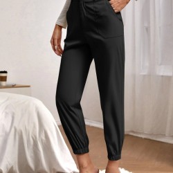 Kadın Yüksek Bel Cepli Paçası Lastikli Ithal Krep Pantolon , 28538 Kadın Yüksek Bel Cepli Paçası Lastikli Ithal Krep Pantolon , 28538