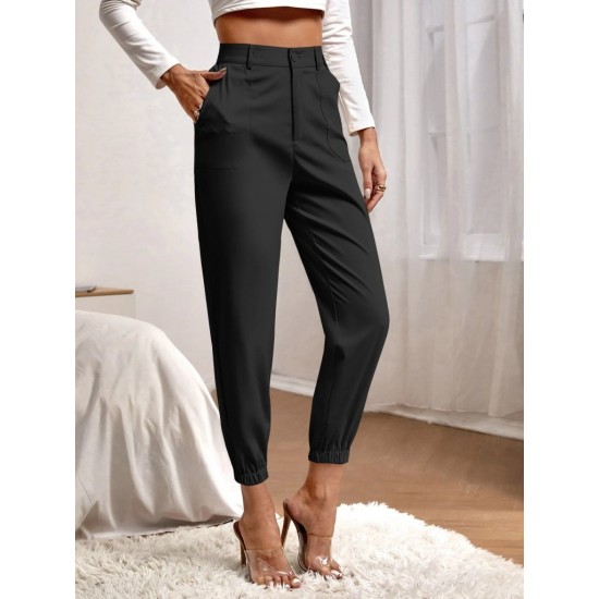 Kadın Yüksek Bel Cepli Paçası Lastikli Ithal Krep Pantolon , 28538 Kadın Yüksek Bel Cepli Paçası Lastikli Ithal Krep Pantolon , 28538