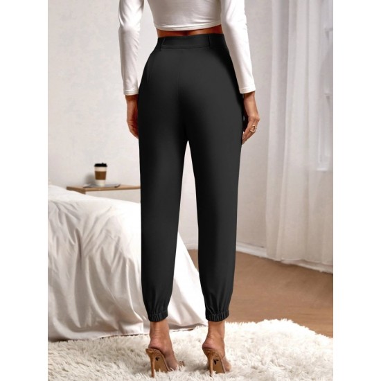 Kadın Yüksek Bel Cepli Paçası Lastikli Ithal Krep Pantolon , 28538 Kadın Yüksek Bel Cepli Paçası Lastikli Ithal Krep Pantolon , 28538