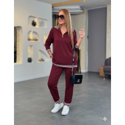 Kadın Uzun Kollu Fermuarlı şerit Detay Desenli Alt üst Ikili Viskon Iki Iplik Takım, 28548 Kadın Uzun Kollu Fermuarlı şerit Detay Desenli Alt üst Ikili Viskon Iki Iplik Takım, 28548