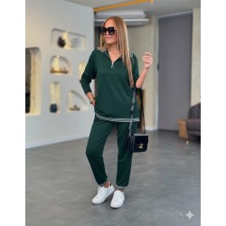 Kadın Uzun Kollu Fermuarlı şerit Detay Desenli Alt üst Ikili Viskon Iki Iplik Takım, 28547 Kadın Uzun Kollu Fermuarlı şerit Detay Desenli Alt üst Ikili Viskon Iki Iplik Takım, 28547