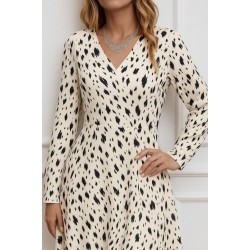 Kadın Uzun Kollu V Yakalı Desenli Kısa Keten Elbise , 28560 Kadın Uzun Kollu V Yakalı Desenli Kısa Keten Elbise , 28560