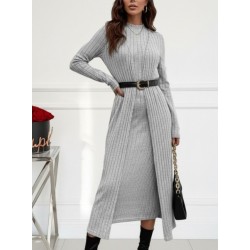 Kadın Uzun Kollu Yarı Balıkçı Yaka şardonlu Kaşkorse Elbise Ve Uzun Hırka Ikili Takım , 28558 Kadın Uzun Kollu Yarı Balıkçı Yaka şardonlu Kaşkorse Elbise Ve Uzun Hırka Ikili Takım , 28558