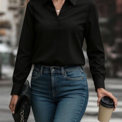 Kadın Uzun Kollu Yakalı Trikoton Gömlek, 28579 Kadın Uzun Kollu Yakalı Trikoton Gömlek, 28579