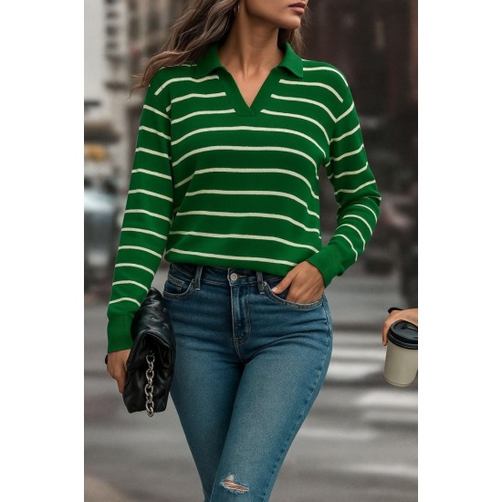 Kadın Uzun Kollu V Yaka çizgili Triko Bluz, 28577 Kadın Uzun Kollu V Yaka çizgili Triko Bluz, 28577