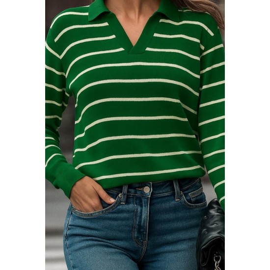 Kadın Uzun Kollu V Yaka çizgili Triko Bluz, 28577 Kadın Uzun Kollu V Yaka çizgili Triko Bluz, 28577