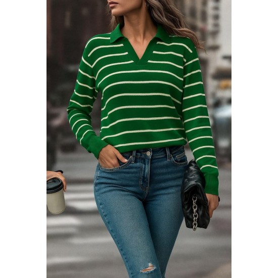 Kadın Uzun Kollu V Yaka çizgili Triko Bluz, 28577 Kadın Uzun Kollu V Yaka çizgili Triko Bluz, 28577