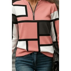 Kadın Uzun Kollu Yakadan Fermuarlı Desenli şardonlu Dalgıç Bluz , 28576 Kadın Uzun Kollu Yakadan Fermuarlı Desenli şardonlu Dalgıç Bluz , 28576