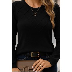 Kadın Uzun Kollu Bisiklet Yaka Geometrik Desenli Triko Bluz, 28574 Kadın Uzun Kollu Bisiklet Yaka Geometrik Desenli Triko Bluz, 28574