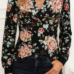 Kadın Uzun Kollu Kruvaze Yakalı Kelebek Desenli şardonlu Dalgıç Bluz, 28566 Kadın Uzun Kollu Kruvaze Yakalı Kelebek Desenli şardonlu Dalgıç Bluz, 28566