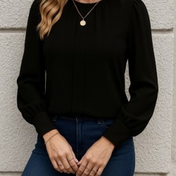 Kadın Uzun Kollu Bisiklet Yaka Pileli Ithal Krep Bluz, 28564 Kadın Uzun Kollu Bisiklet Yaka Pileli Ithal Krep Bluz, 28564