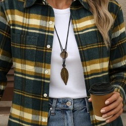 Kadın Uzun Kollu Kare Desenli önden Düğmeli Dokuma Gömlek, 28563 Kadın Uzun Kollu Kare Desenli önden Düğmeli Dokuma Gömlek, 28563